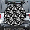 Black And White Wicca Devil Skull Print Tire Cover