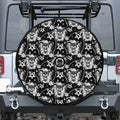 Black And White Wicca Devil Skull Print Tire Cover With Camera Hole