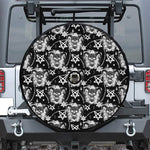Black And White Wicca Devil Skull Print Tire Cover With Camera Hole
