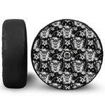 Black And White Wicca Devil Skull Print Tire Cover With Camera Hole