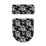 Black And White Wicca Devil Skull Print Toilet Lid And Tank Cover Set