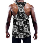 Black And White Wicca Devil Skull Print Training Tank Top