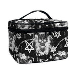Black And White Wicca Devil Skull Print Travel Makeup Bag