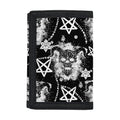 Black And White Wicca Devil Skull Print Trifold Wallet