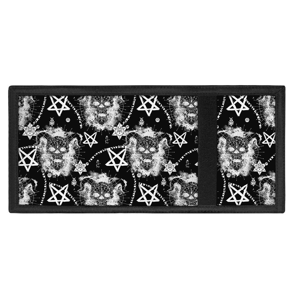 Black And White Wicca Devil Skull Print Trifold Wallet