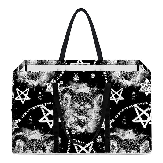 Black And White Wicca Devil Skull Print Utility Tote Bag