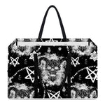 Black And White Wicca Devil Skull Print Utility Tote Bag