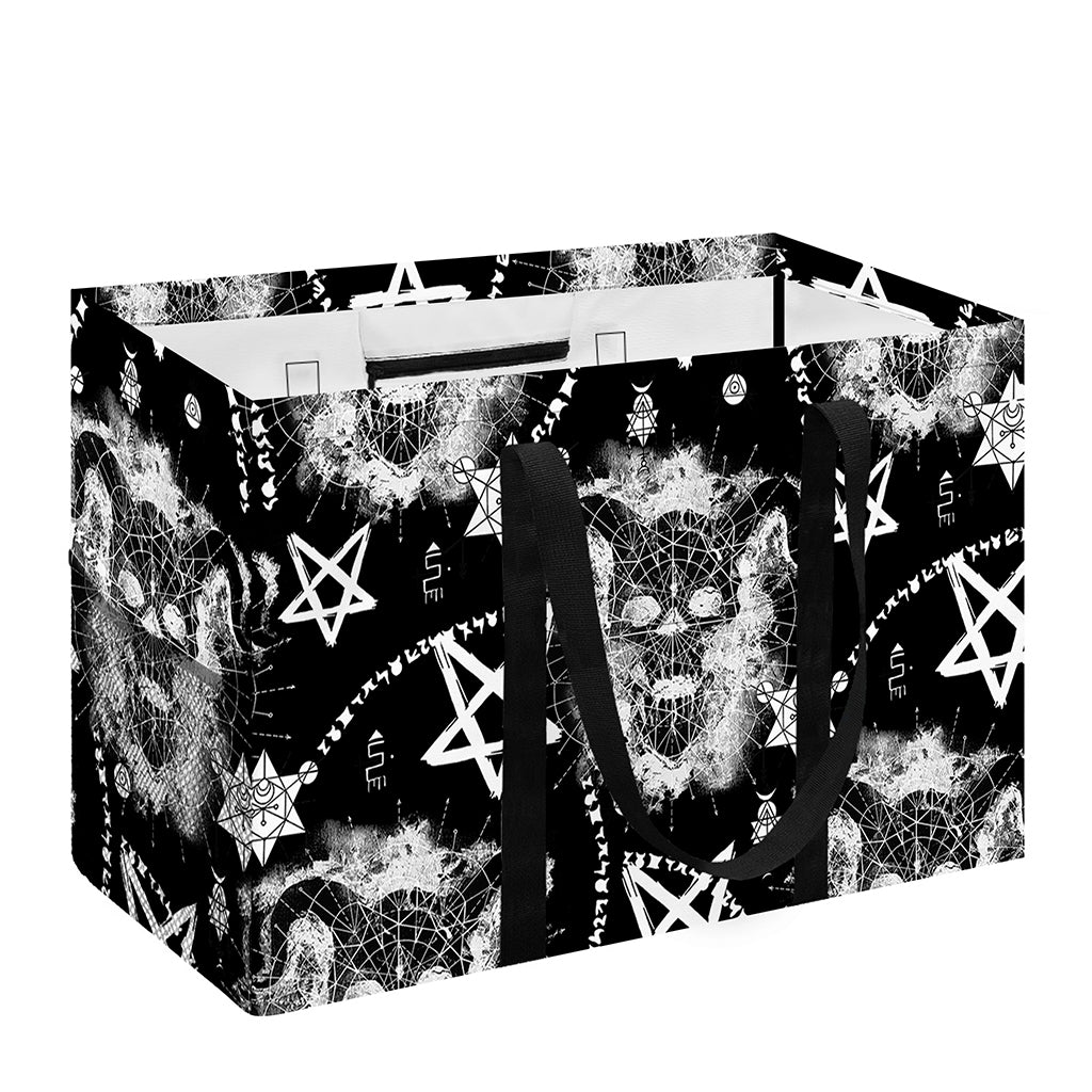 Black And White Wicca Devil Skull Print Utility Tote Bag