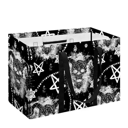 Black And White Wicca Devil Skull Print Utility Tote Bag