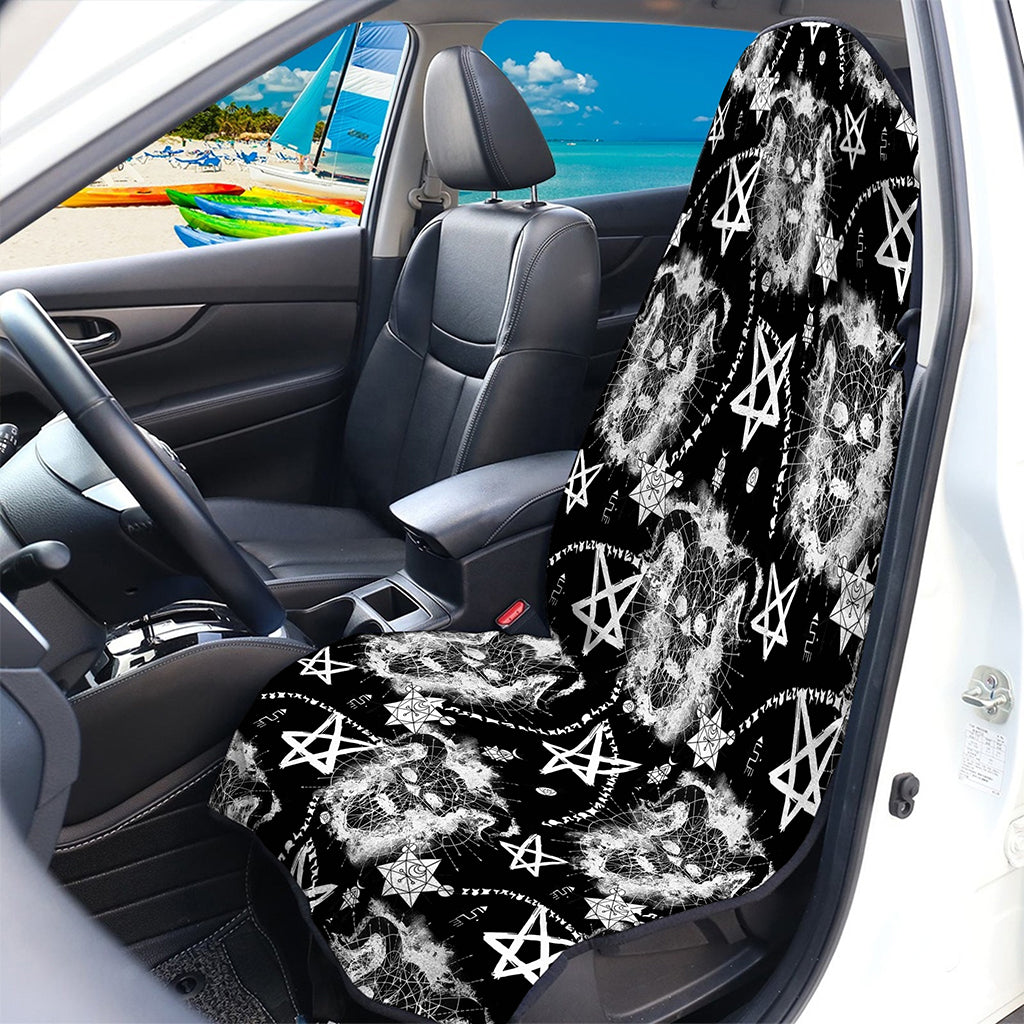 Black And White Wicca Devil Skull Print Waterproof Car Seat Cover