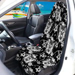 Black And White Wicca Devil Skull Print Waterproof Car Seat Cover