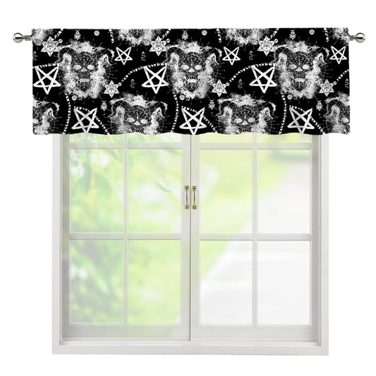 Black And White Wicca Devil Skull Print Window Valance