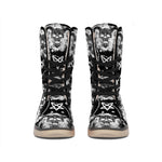 Black And White Wicca Devil Skull Print Winter Boots