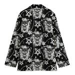Black And White Wicca Devil Skull Print Women's Blazer