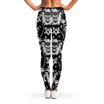 Black And White Wicca Devil Skull Print Women's Leggings