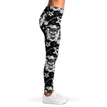 Black And White Wicca Devil Skull Print Women's Leggings