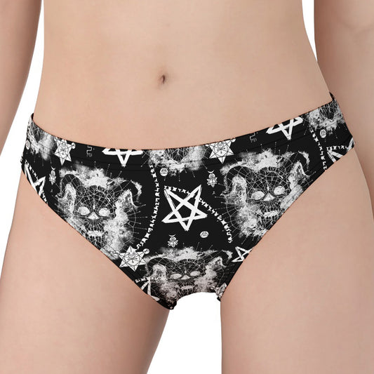 Black And White Wicca Devil Skull Print Women's Panties