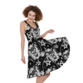 Black And White Wicca Devil Skull Print Sleeveless Knee Length Dress