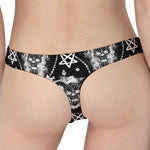 Black And White Wicca Devil Skull Print Women's Thong