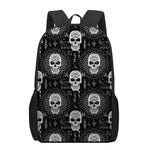 Black And White Wicca Evil Skull Print 17 Inch Backpack