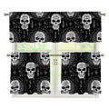 Black And White Wicca Evil Skull Print 3 Piece Kitchen Curtains