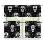 Black And White Wicca Evil Skull Print 3 Piece Kitchen Curtains