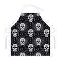 Black And White Wicca Evil Skull Print Adjustable Apron