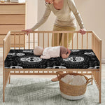 Black And White Wicca Evil Skull Print Baby Crib Sheet