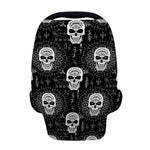 Black And White Wicca Evil Skull Print Baby Seat Cover