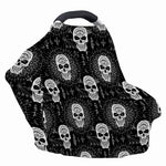 Black And White Wicca Evil Skull Print Baby Seat Cover