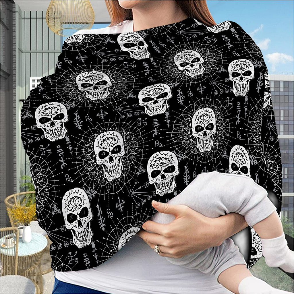 Black And White Wicca Evil Skull Print Baby Seat Cover