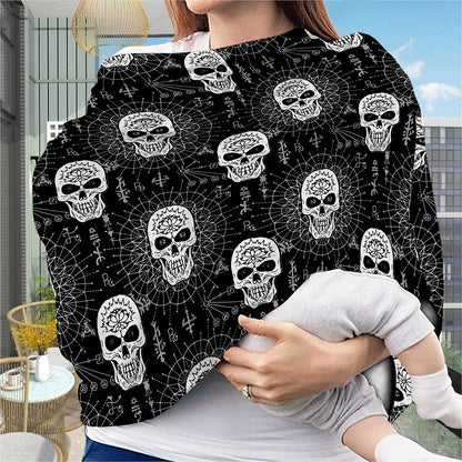 Black And White Wicca Evil Skull Print Baby Seat Cover
