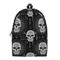 Black And White Wicca Evil Skull Print School Backpack