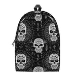 Black And White Wicca Evil Skull Print Backpack