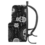 Black And White Wicca Evil Skull Print Backpack