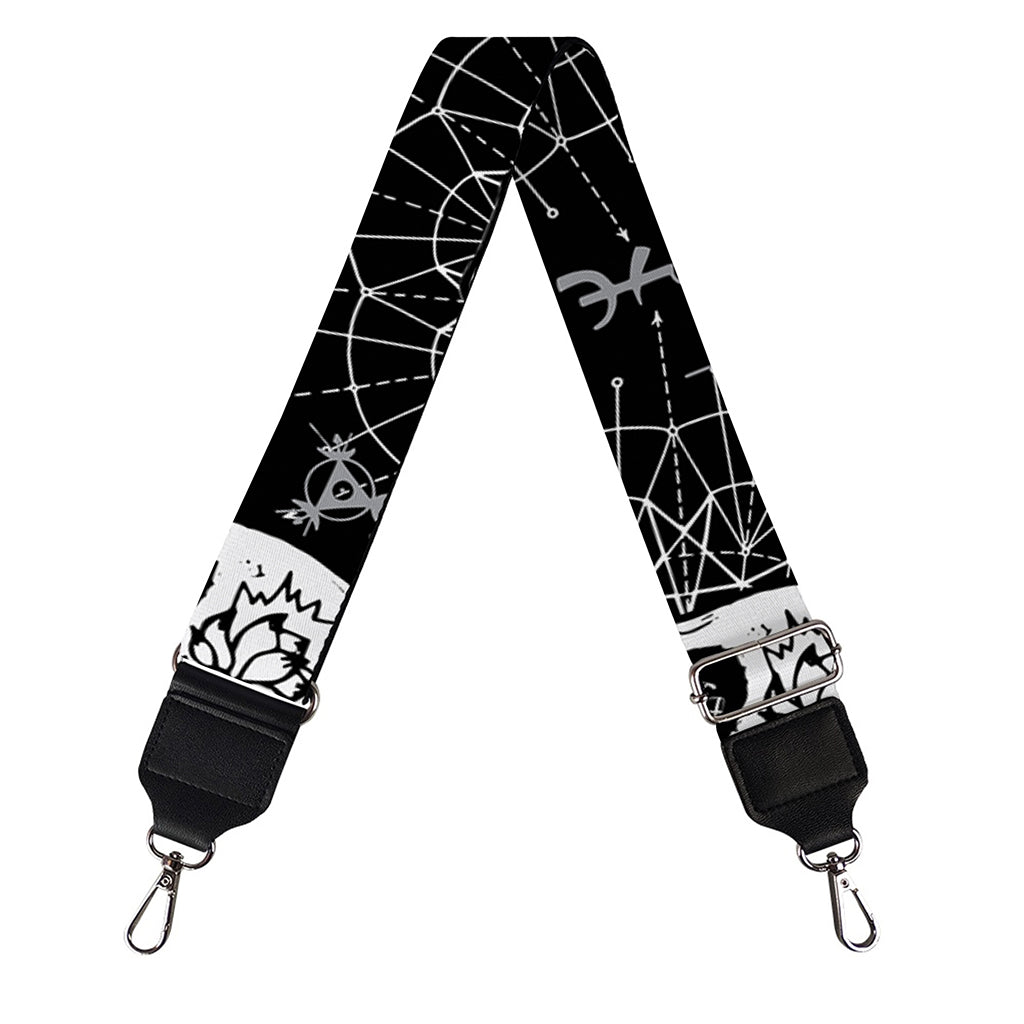 Black And White Wicca Evil Skull Print Bag Strap