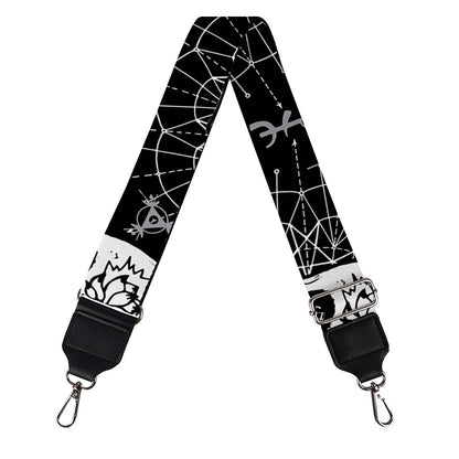 Black And White Wicca Evil Skull Print Bag Strap