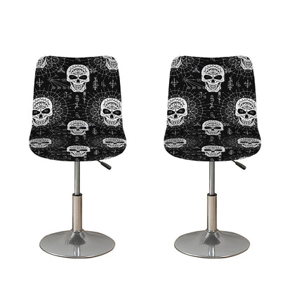 Black And White Wicca Evil Skull Print Bar Stool Covers