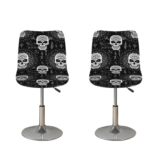 Black And White Wicca Evil Skull Print Bar Stool Covers