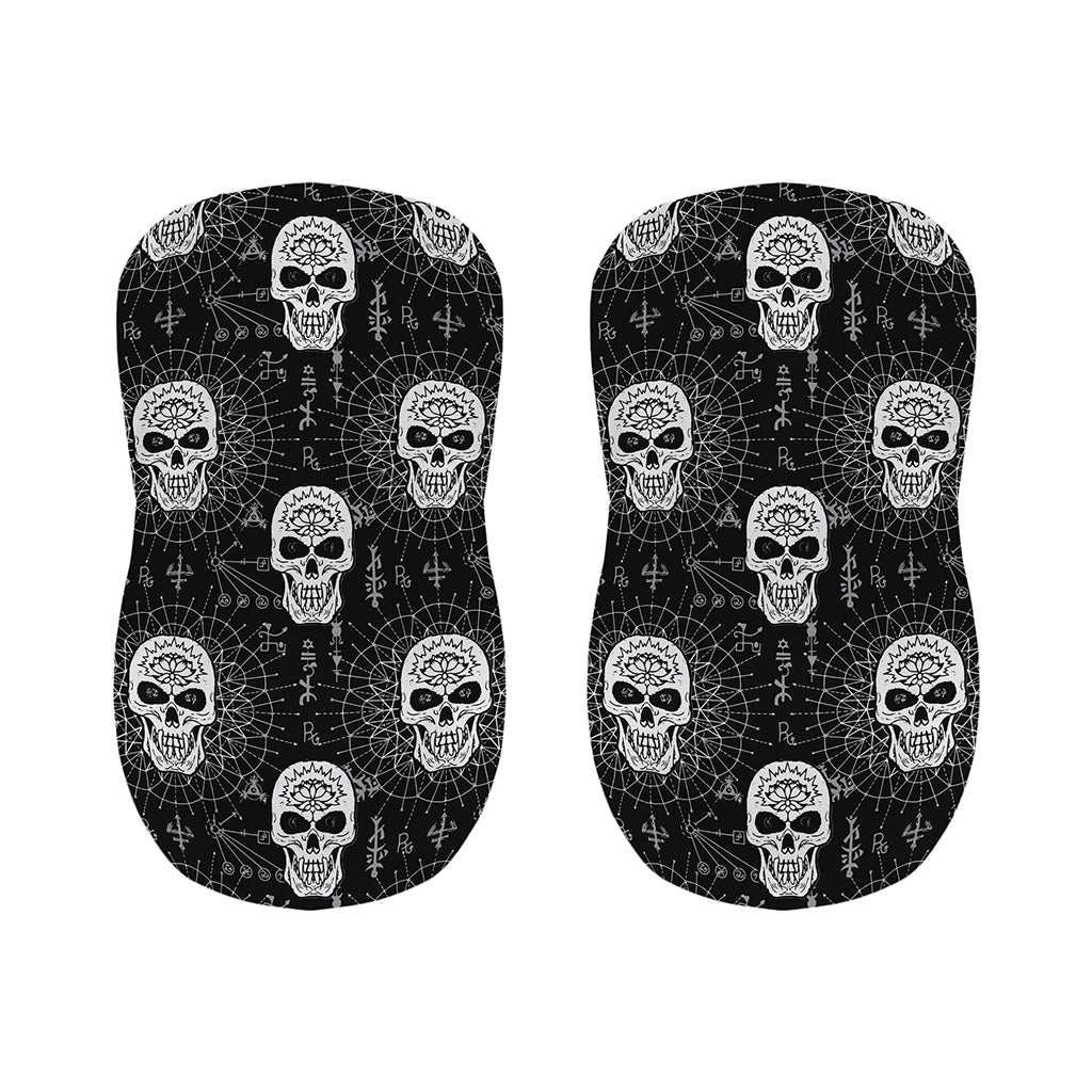Black And White Wicca Evil Skull Print Bar Stool Covers