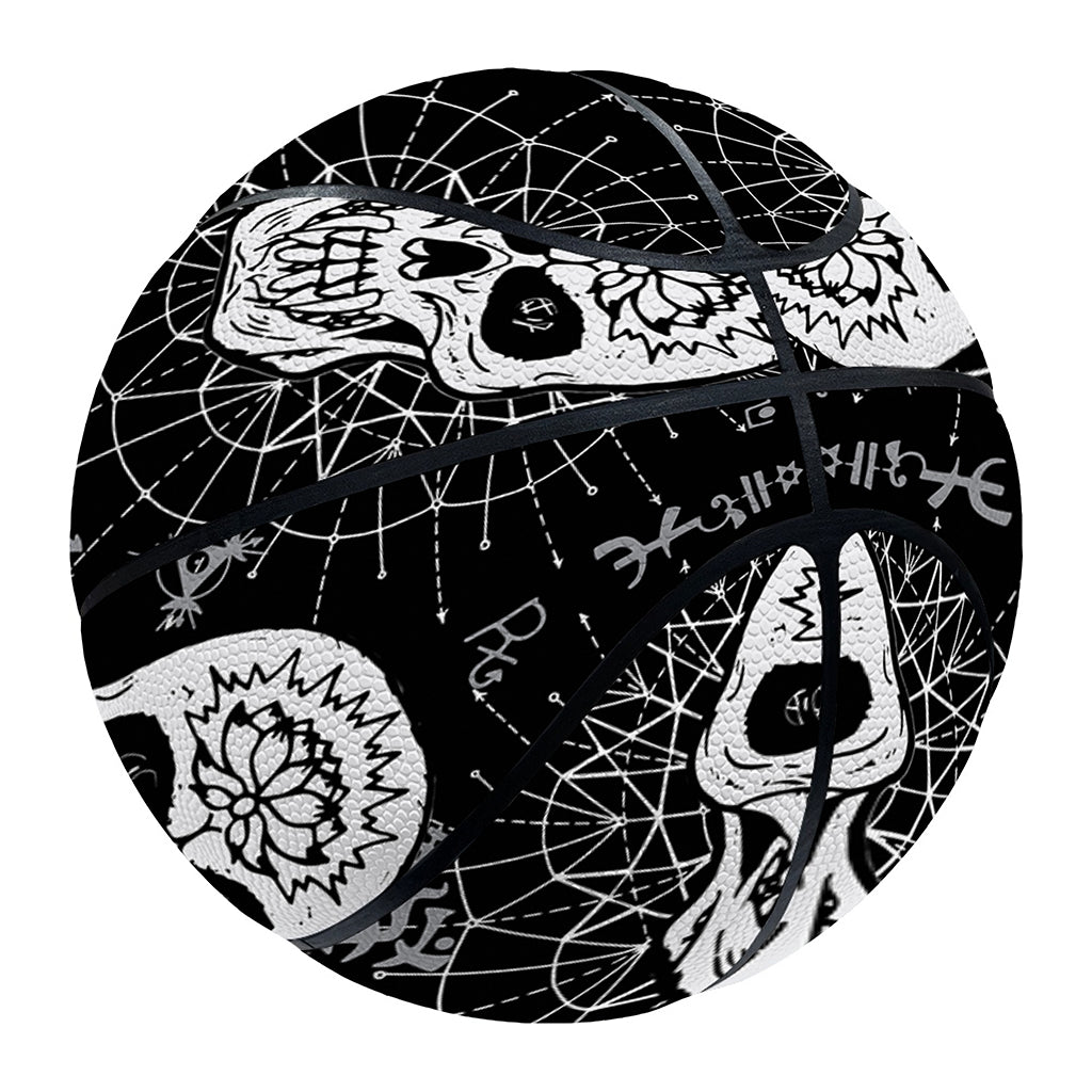 Black And White Wicca Evil Skull Print Basketball