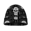 Black And White Wicca Evil Skull Print Beanie