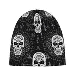 Black And White Wicca Evil Skull Print Beanie