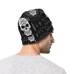 Black And White Wicca Evil Skull Print Beanie