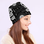 Black And White Wicca Evil Skull Print Beanie