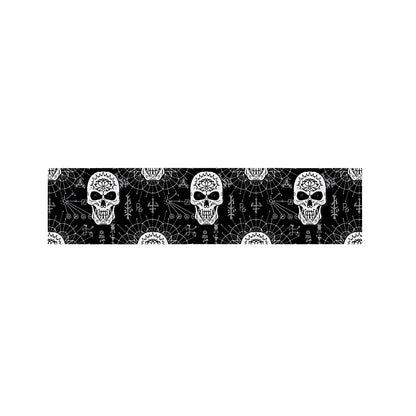 Black And White Wicca Evil Skull Print Bed Runner