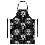 Black And White Wicca Evil Skull Print Bib Apron With Pocket