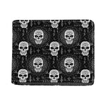 Black And White Wicca Evil Skull Print Bifold Wallet