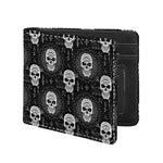 Black And White Wicca Evil Skull Print Bifold Wallet