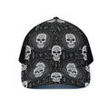 Black And White Wicca Evil Skull Print Black Mesh Trucker Hat